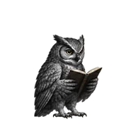 Owl reading a book